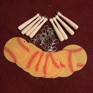 Softball Keychain Craft Set with Bat and Clasps